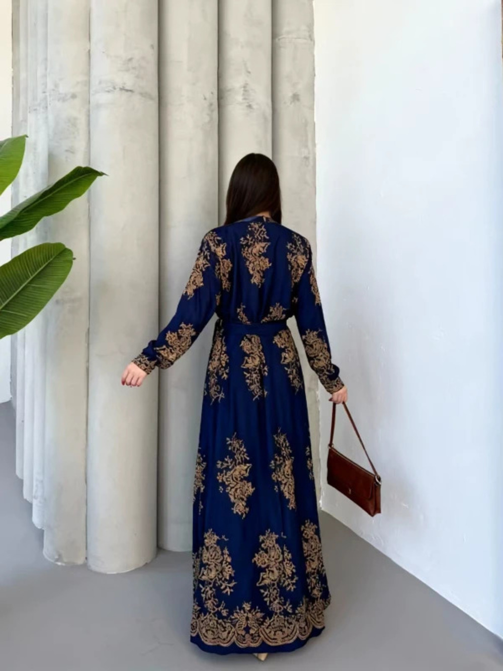 Elegant Belted Shirt Dress for Women Long Maxi Dress
